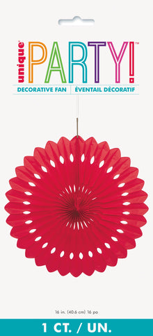 Red Solid 16in Tissue Paper Fan