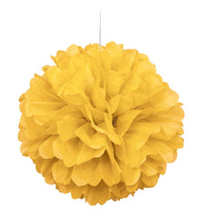 Yellow Solid 16in Hanging Tissue Pom Pom