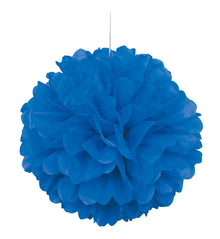 Royal Blue Solid 16in Hanging Tissue Pom Pom