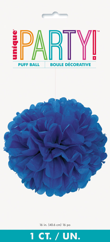 Royal Blue Solid 16in Hanging Tissue Pom Pom