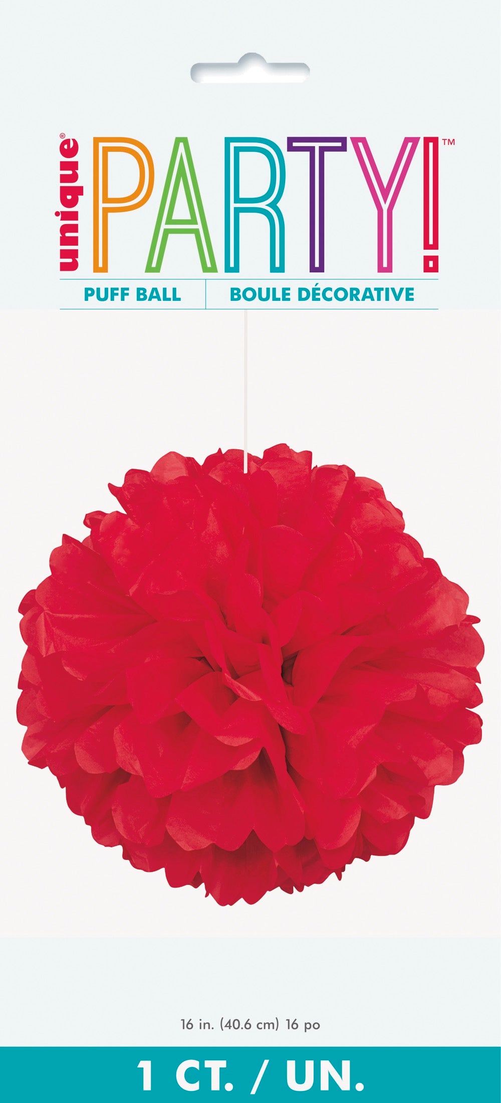 Red Solid 16in Hanging Tissue Pom Pom