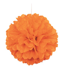 Orange Solid 16in Hanging Tissue Pom Pom