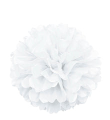 White Solid 16in Hanging Tissue Pom Pom