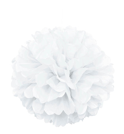 White Solid 16in Hanging Tissue Pom Pom