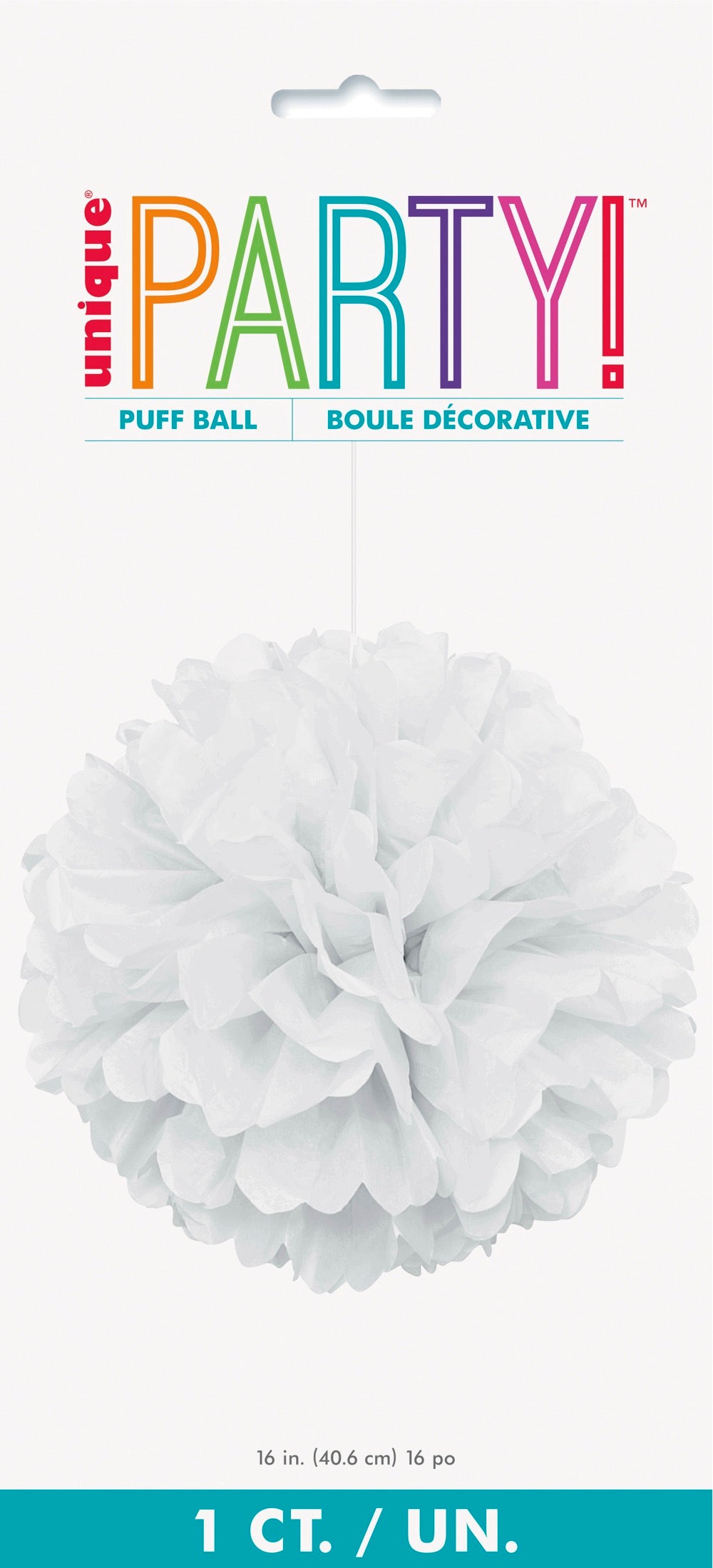 White Solid 16in Hanging Tissue Pom Pom