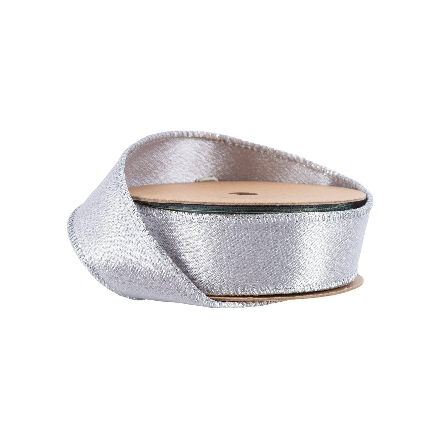 Wired Shimmer Satin Ribbon Silver 10 Yard Roll