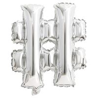 14in Silver Letter # Shaped Foil Balloon