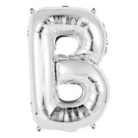 14in Silver Letter B Shaped Foil Balloon