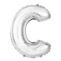 14in Silver Letter C Shaped Foil Balloon