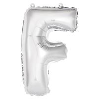 14in Silver Letter F Shaped Foil Balloon