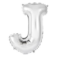 14in Silver Letter J Shaped Foil Balloon