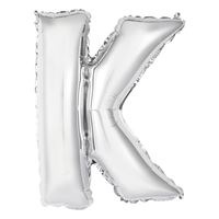 14in Silver Letter K Shaped Foil Balloon