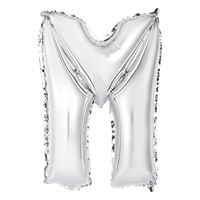 14in Silver Letter M Shaped Foil Balloon