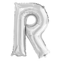 14in Silver Letter R Shaped Foil Balloon