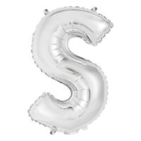 14in Silver Letter S Shaped Foil Balloon