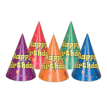 Balloon & Confetti Birthday Cone Hats - 1 Assorted Hat