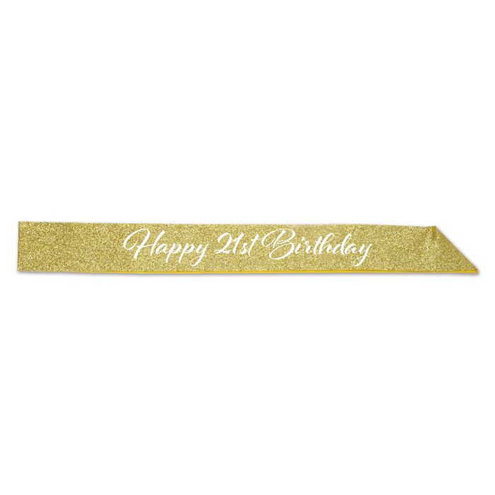 Happy 21st Birthday Glittered Sash
