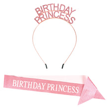 Birthday Princess Headband & Glittered Sash Set