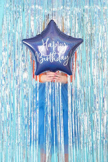 #077 Happy Birthday Navy Blue Star 18in Balloon