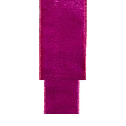 2 1/2" Wired Premium Velvet Ribbon | Hot Pink w/ Pink Dupioni Backing | 5 Yard Roll