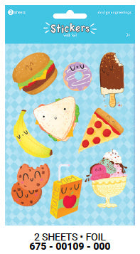 Stickers - Fun Food Foil - 2 Sheets