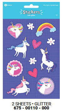 Stickers - Unicorns Glitter - 2 Sheets