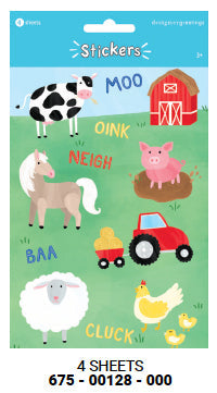 Stickers - Farm Animals 4 Sheets