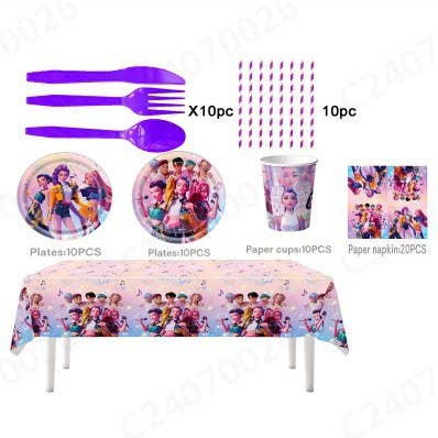 K-Pop Demon Hunters Birthday Decor Birthday Supplies Sets