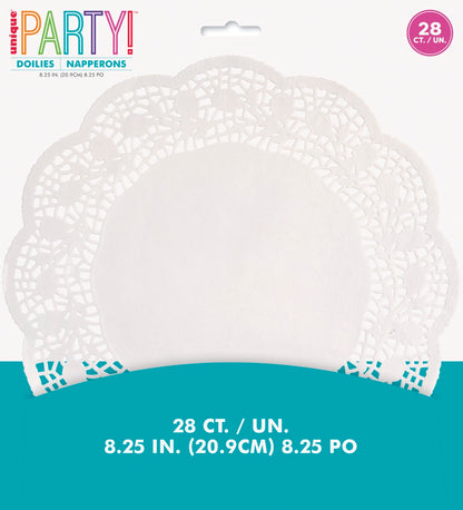 White 8.25in Doilies 28ct