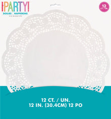 White 12in Doilies 12ct
