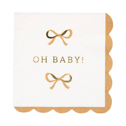 Oh Baby Gold and Tan Cocktail Napkins 18ct