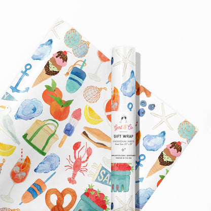 East Coast Summer Gift Wrap | East Coast Icons Gift Wrap