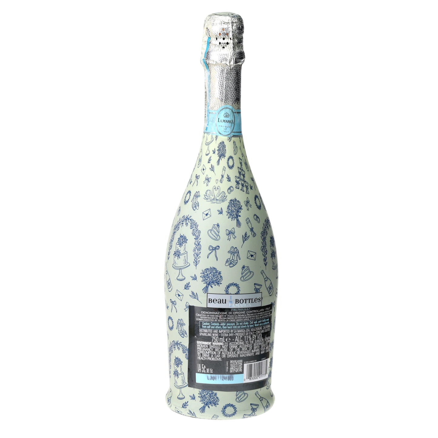 Beau Bottles Blue Wedding Toile- Prosecco Collection