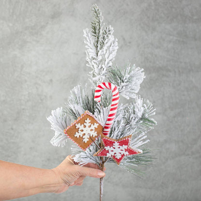 23” Gingerbread Cookies and Candy Cane Holliday Pine Spray
