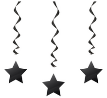 Black Solid Hanging Swirl Decorations 26in 3ct