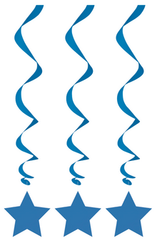 Royal Blue Solid Hanging Swirl Decorations 26in 3ct