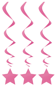 Hot Pink Solid Hanging Swirl Decorations 26in 3ct