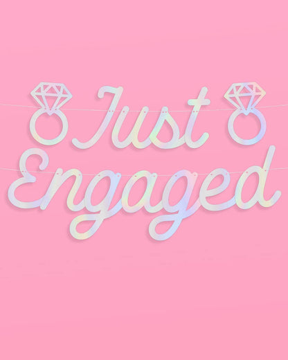Just Engaged Iridescent Banner