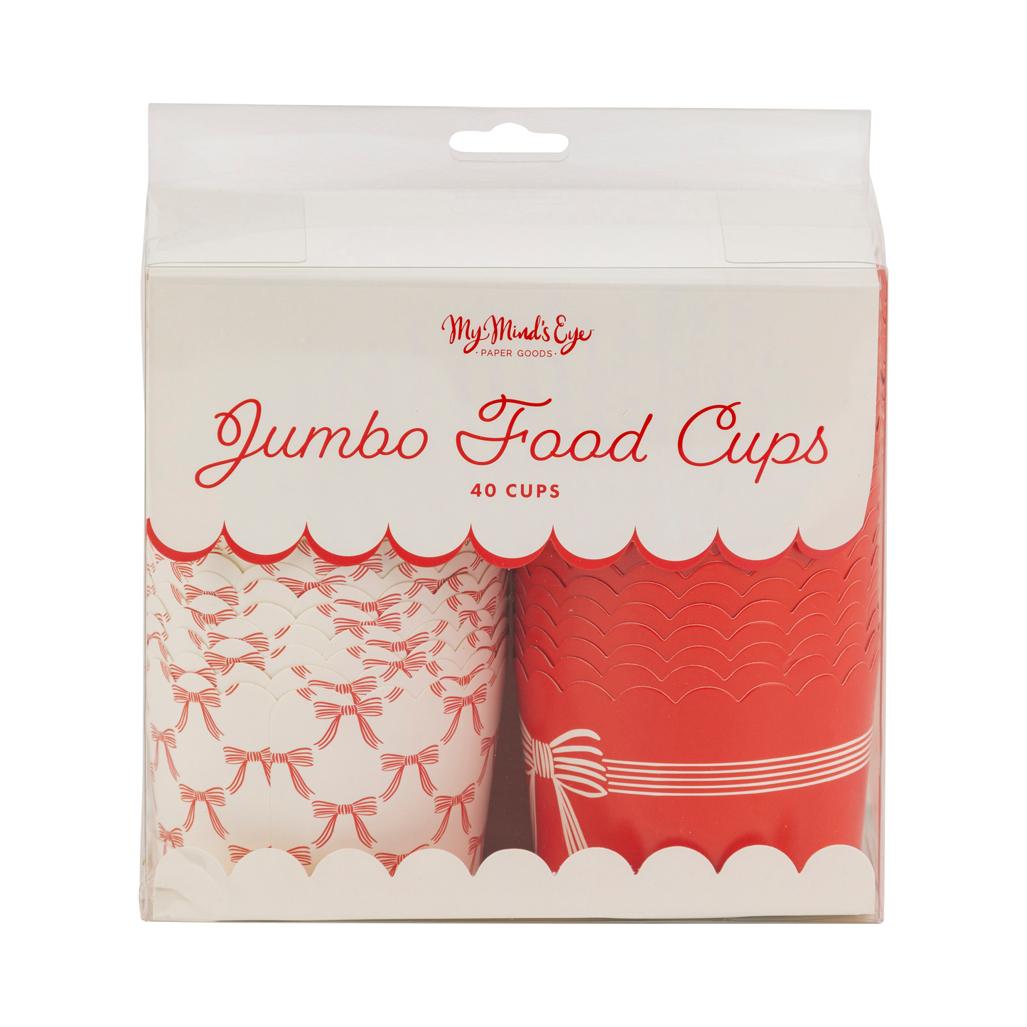 JUMBO Red Cream Bows 8 oz Baking Cups 40ct