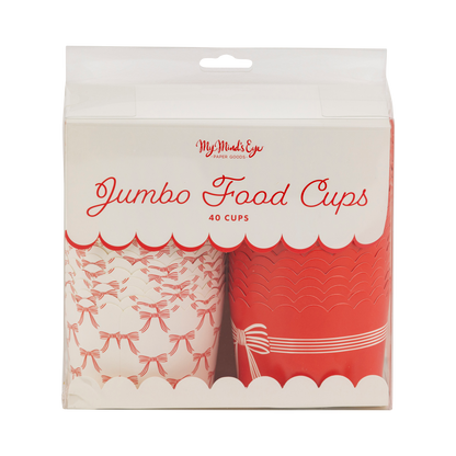 JUMBO Red Cream Bows 8 oz Baking Cups 40ct