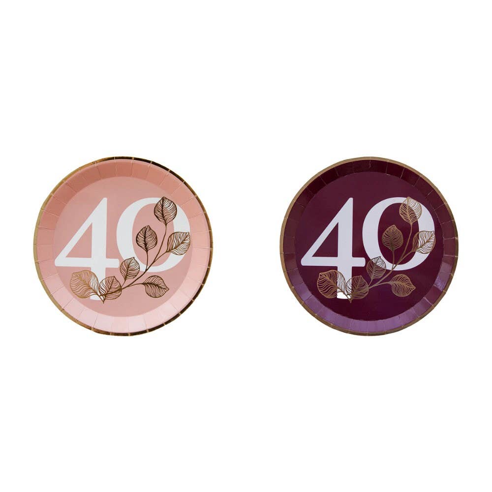 40th Dessert Plates - 8 Pk. - 2 Color Options