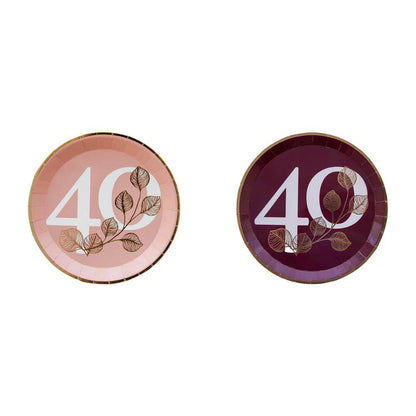 40th Dessert Plates - 8 Pk. - 2 Color Options