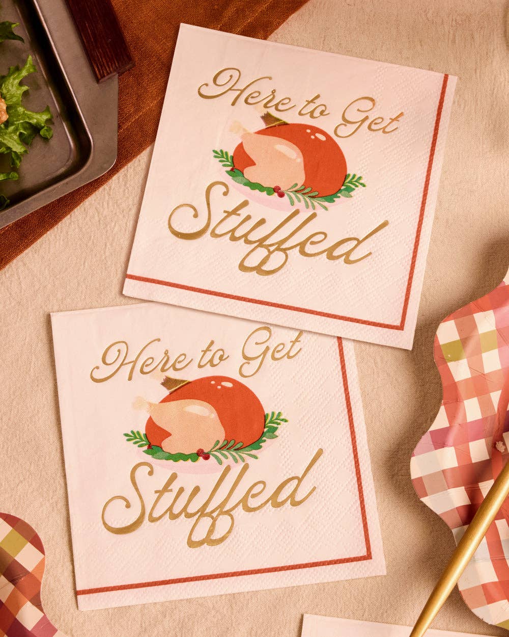 Here To Get Stuffed Thanksgiving Cocktail Napkins 25ct