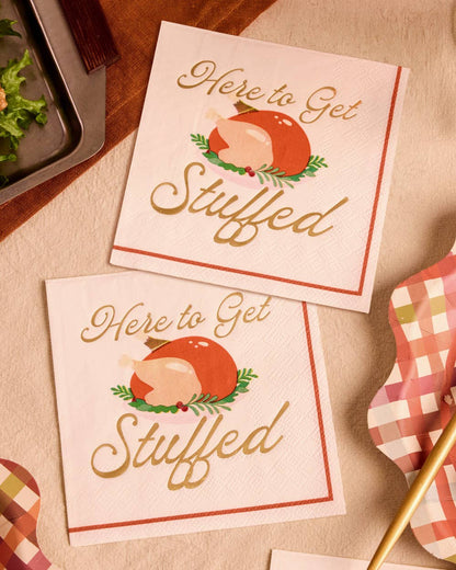 Here To Get Stuffed Thanksgiving Cocktail Napkins 25ct