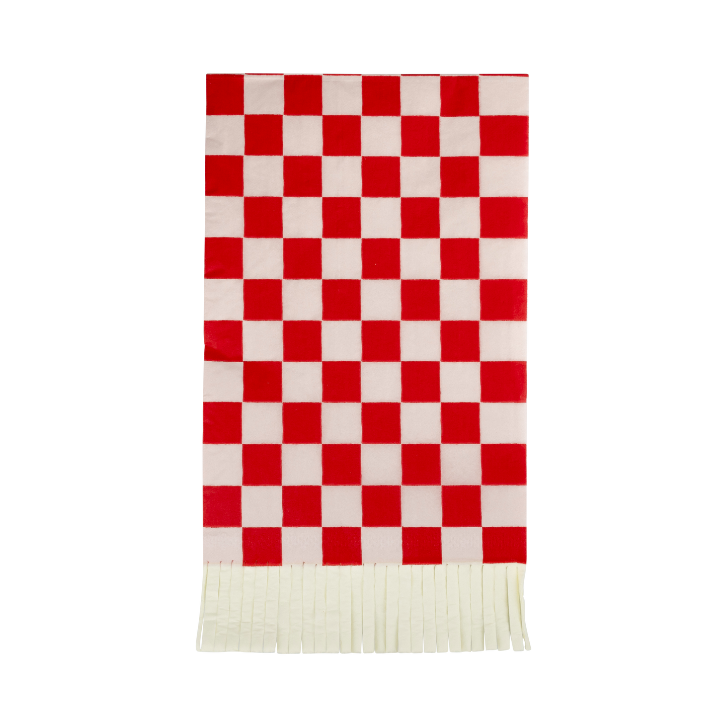 Red and Pink Checked Fringed Paper Dinner Napkins 24ct