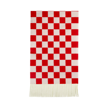 Red and Pink Checked Fringed Paper Dinner Napkins 24ct