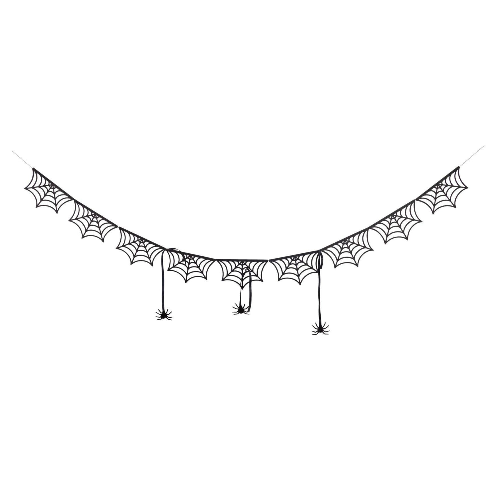 Spider web garland design on a white background
