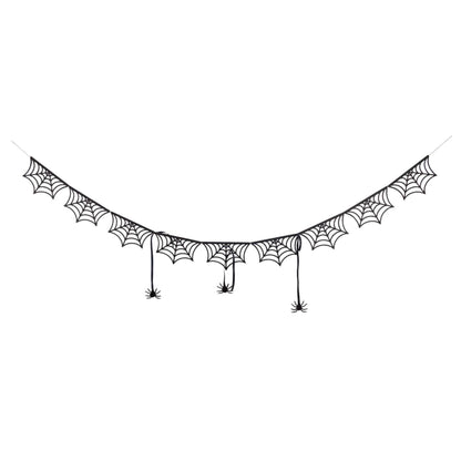 Spider web garland design on a white background