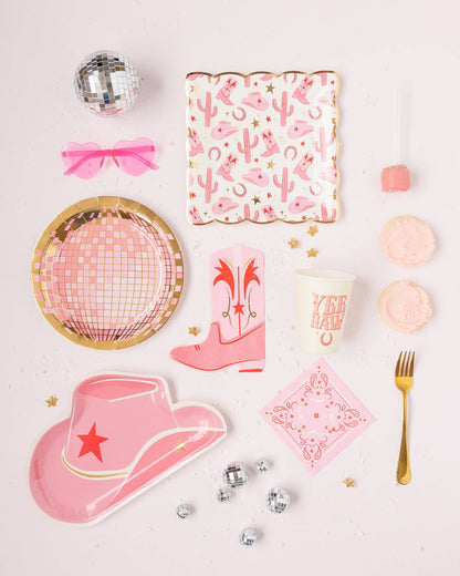 Cowgirl Hat Pink Shaped Paper Plates 8ct