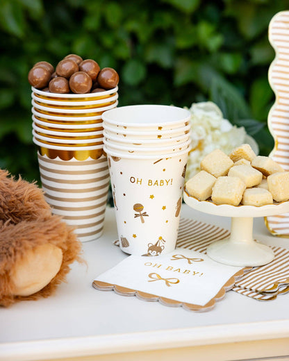Oh Baby Gold and Tan Cocktail Napkins 18ct